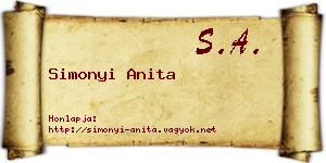 Simonyi Anita névjegykártya